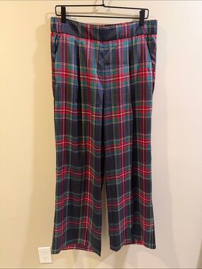 Talbots Navy, Red & Green Plaid Wide-Leg Pajama Pants